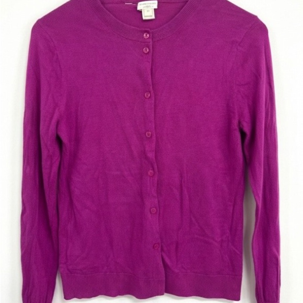 J. Crew Magenta Crewneck Button Cardigan